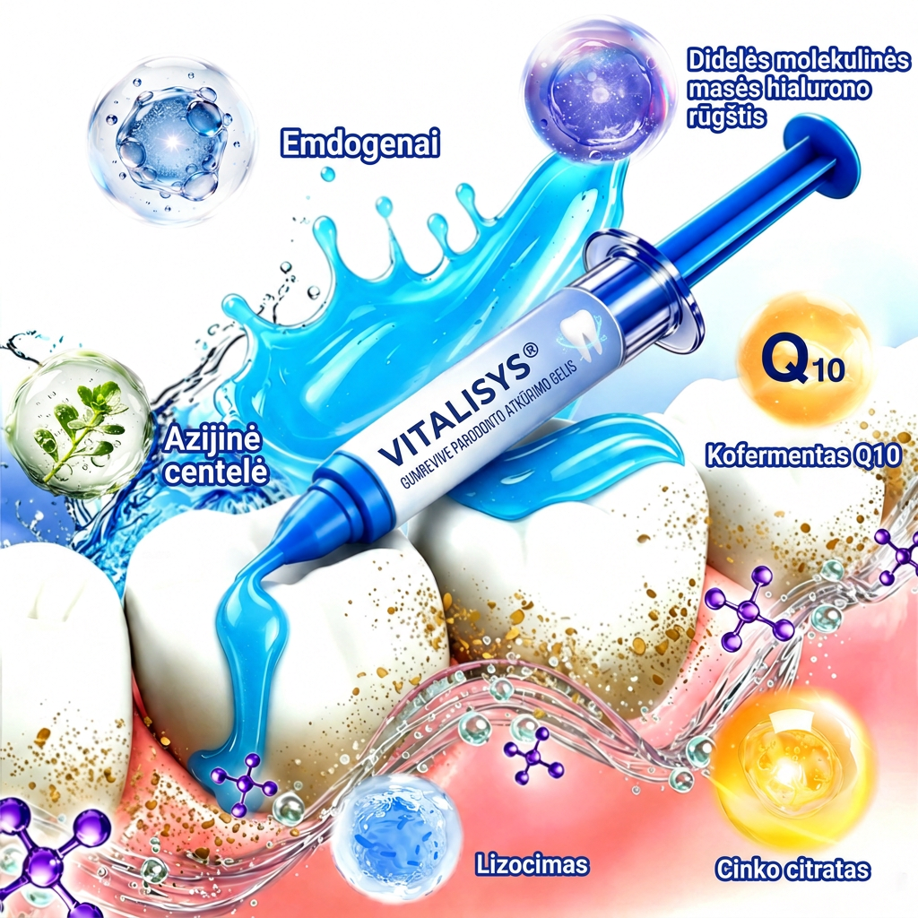Rekomenduojamas odontologų 👨‍⚕️🦷🛡️ Vitalisys® GumRevive – regeneruojantis dantenų gelis 🐟💙