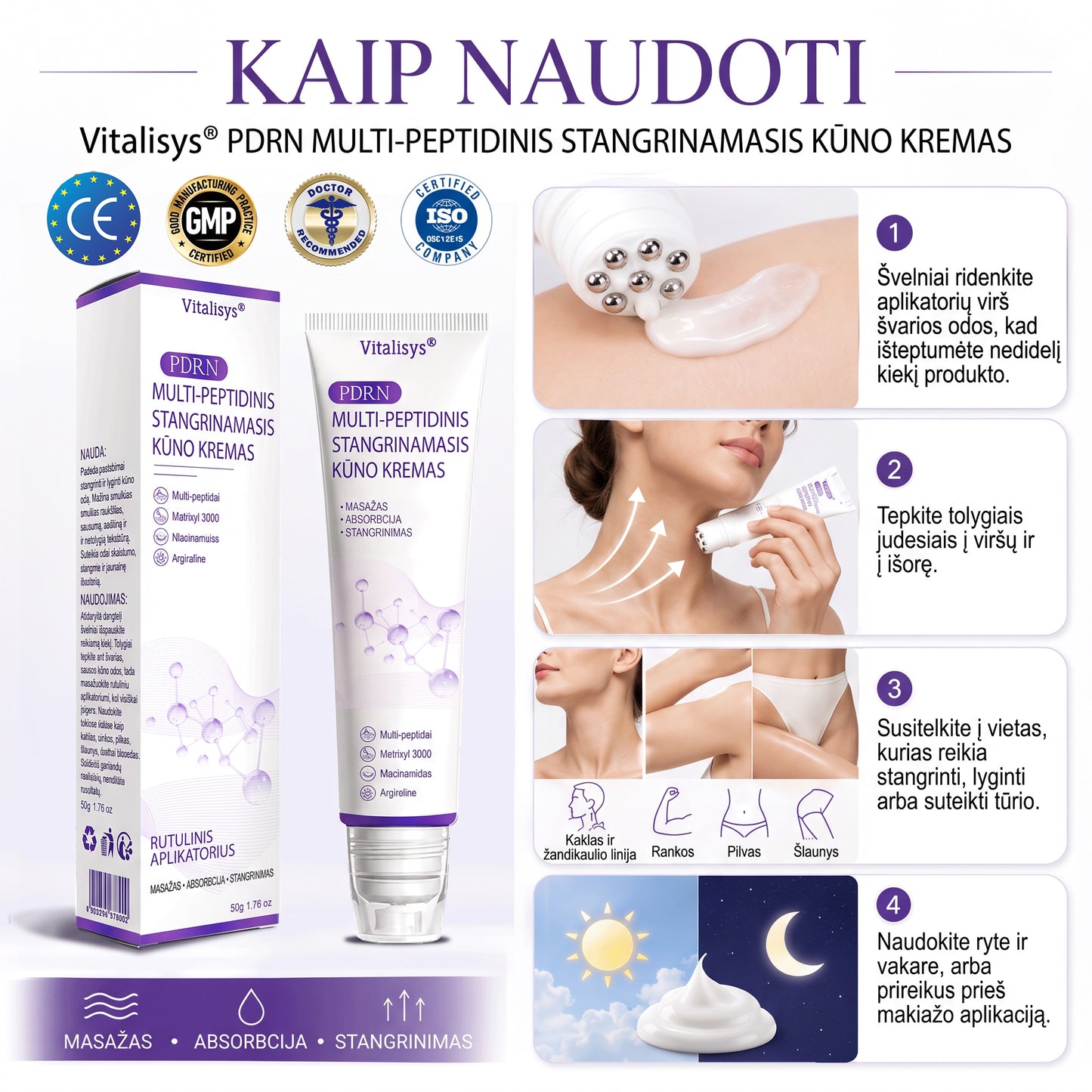 🇱🇹 Dermatologų rekomenduojama🥇 | 🍎Vitalisys® PDRN“daugiapeptidis masažuojamasis kūno kremas – Anti-senėjimo, drėkinamasis,stangrinamasis,odą regeneruojantis,sulyginantis,spuogų ir dėmių šalinimo,karpų ir apgamų šalinimo, psoriazės palengvinimo priemonė.❤️