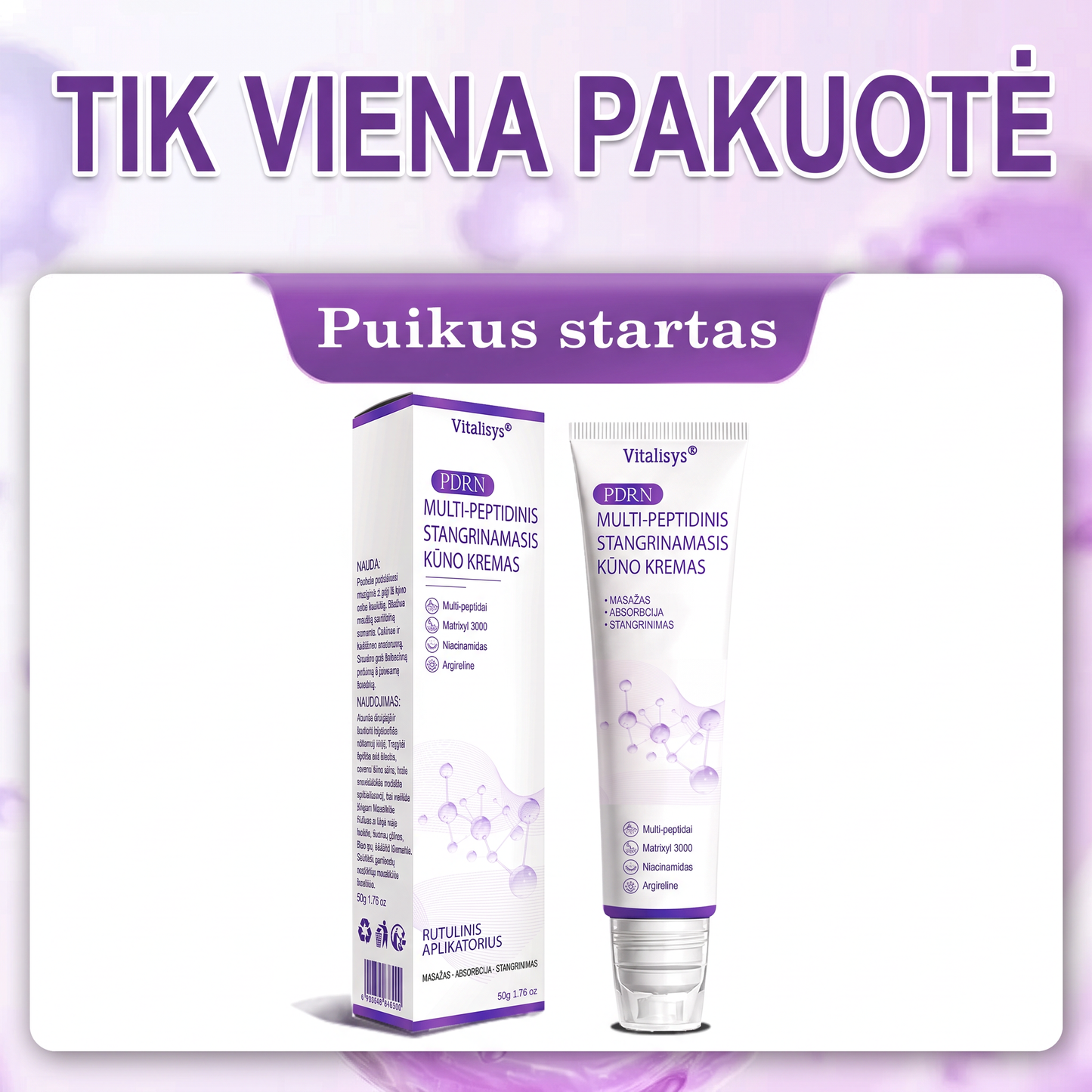 🇱🇹 Dermatologų rekomenduojama🥇 | 🍎Vitalisys® PDRN“daugiapeptidis masažuojamasis kūno kremas – Anti-senėjimo, drėkinamasis,stangrinamasis,odą regeneruojantis,sulyginantis,spuogų ir dėmių šalinimo,karpų ir apgamų šalinimo, psoriazės palengvinimo priemonė.❤️
