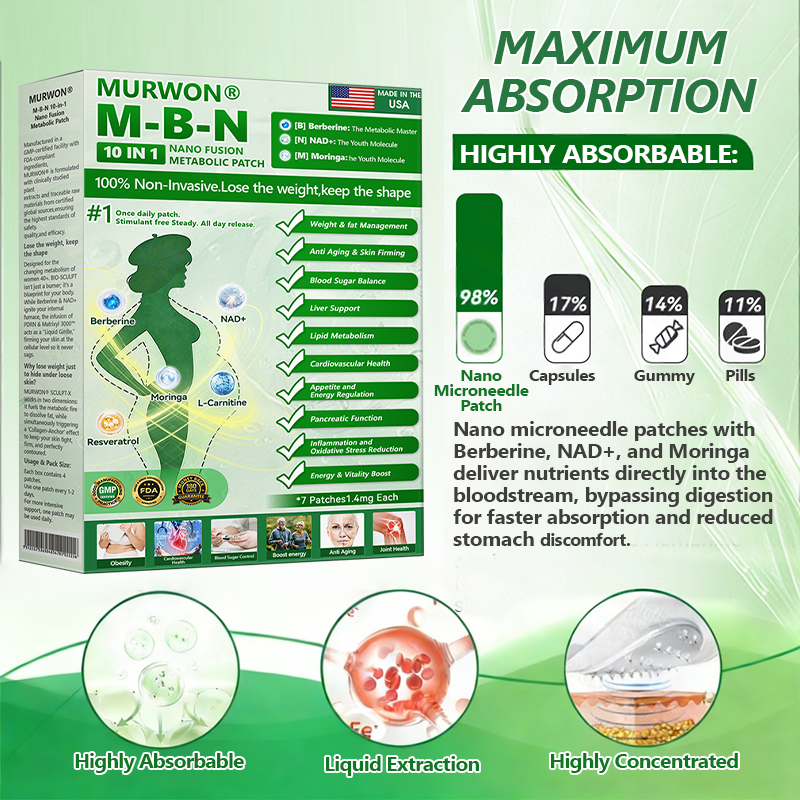 𝗖𝗲𝗿𝘁𝗶𝗳𝗶𝗲𝗱 𝗯𝘆 𝘁𝗵𝗲 𝗨.𝗦. 𝗙𝗼𝗼𝗱 𝗮𝗻𝗱 𝗗𝗿𝘂𝗴 𝗔𝗱𝗺𝗶𝗻𝗶𝘀𝘁𝗿𝗮𝘁𝗶𝗼𝗻 (𝗙𝗗𝗔) 👩‍⚕️ | 𝑴𝑼𝑹𝑾𝑶𝑵® 𝐌-𝐁-𝐍 𝟏𝟎-𝐢𝐧-𝟏 𝐍𝐚𝐧𝐨 𝐅𝐮𝐬𝐢𝐨𝐧 𝐌𝐞𝐭𝐚𝐛𝐨𝐥𝐢𝐜 𝐏𝐚𝐭𝐜𝐡 👑 | 𝐵𝑎𝑐𝑘𝑒𝑑 𝑏𝑦 𝑠𝑐𝑖𝑒𝑛𝑐𝑒 | 10-𝑖𝑛-1 𝑓𝑜𝑟𝑚𝑢𝑙𝑎 | 𝑅𝑒𝑠𝑢𝑙𝑡𝑠 𝑖𝑛 7 𝑑𝑎𝑦𝑠 💎