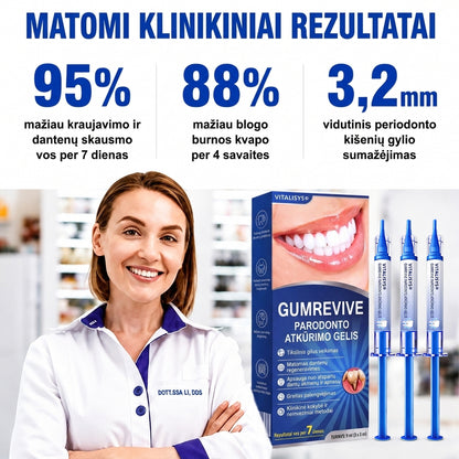Rekomenduojamas odontologų 👨‍⚕️🦷🛡️ Vitalisys® GumRevive – regeneruojantis dantenų gelis 🐟💙